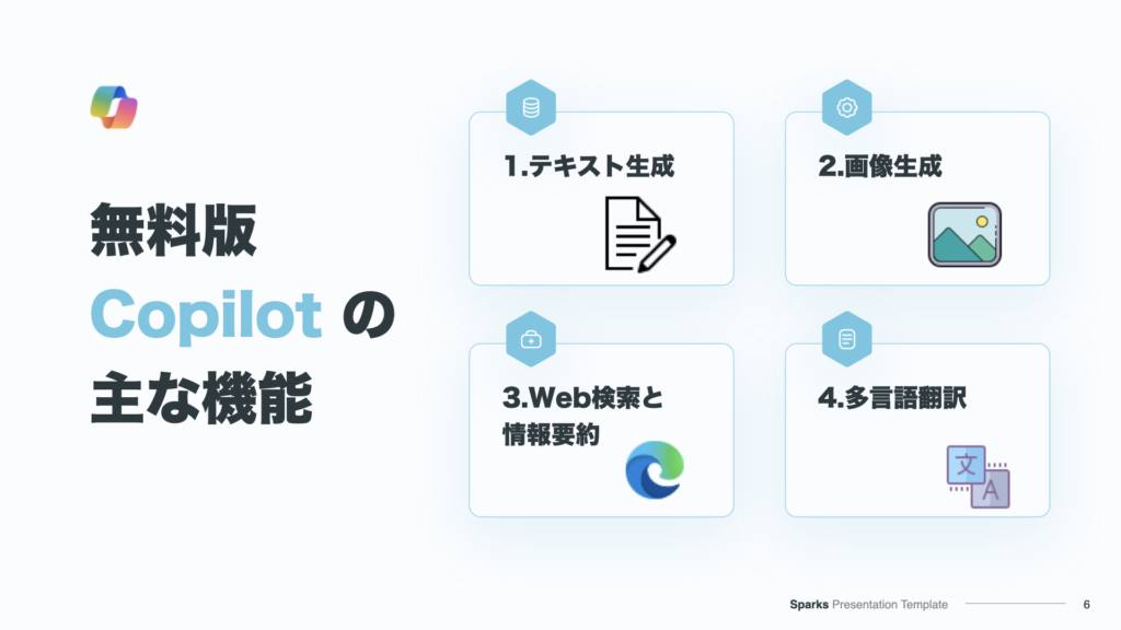 無料版Copilotの主な機能