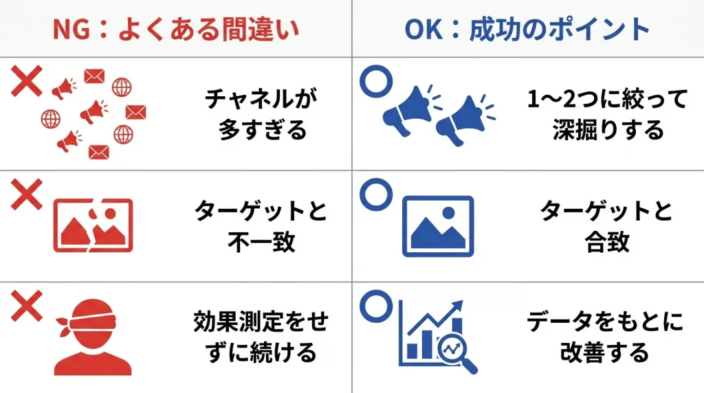 マーケティングチャネル活用でよくある失敗と注意点