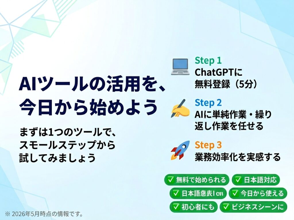 AIツール まとめ 2026年 今日から始める おすすめ 無料
