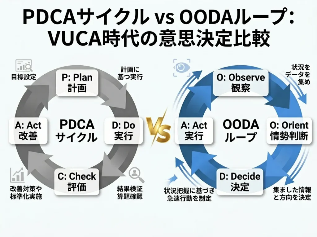 OODAループ vs PDCAサイクル比較